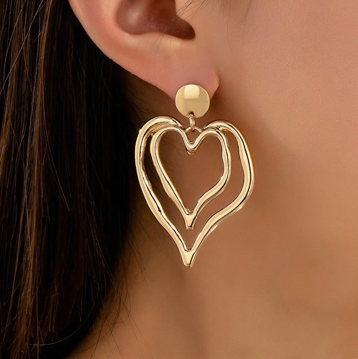 Gold Heart Earrings