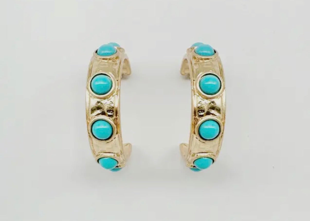 Turquoise Round Hoops