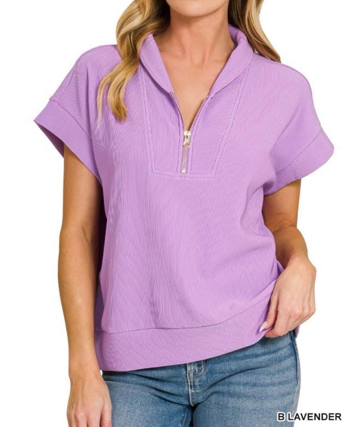 Quarter Zip Ribbed Top