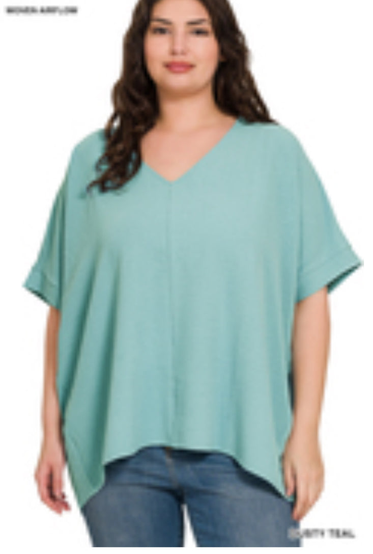 Solid Oversize Woven Top