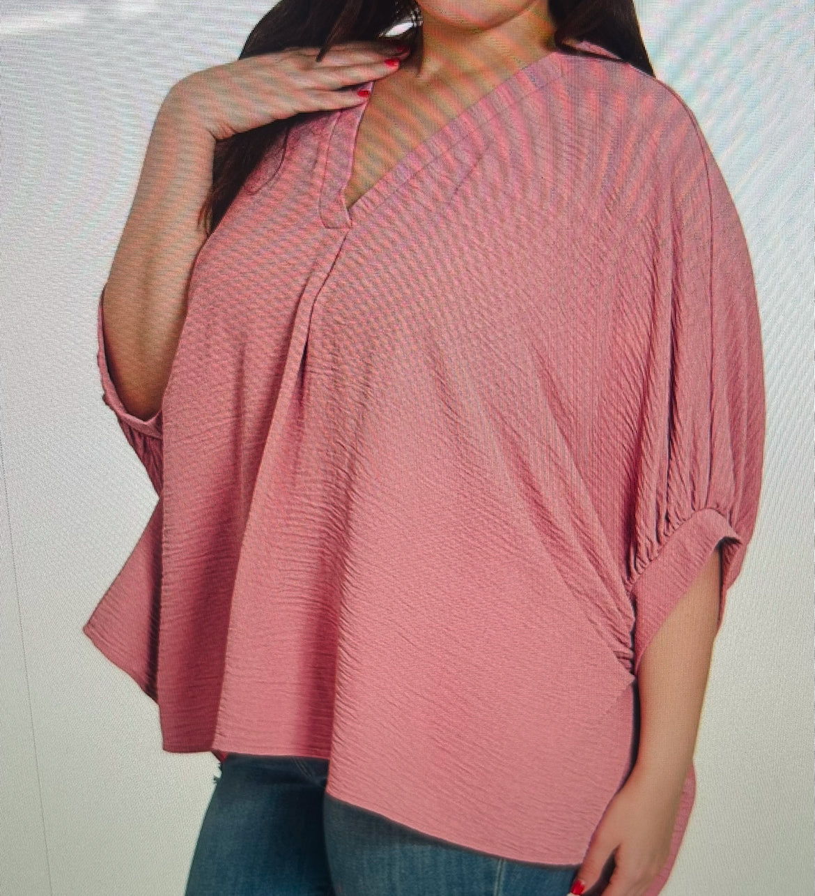 Woven 3/4 Length Sleeve Top