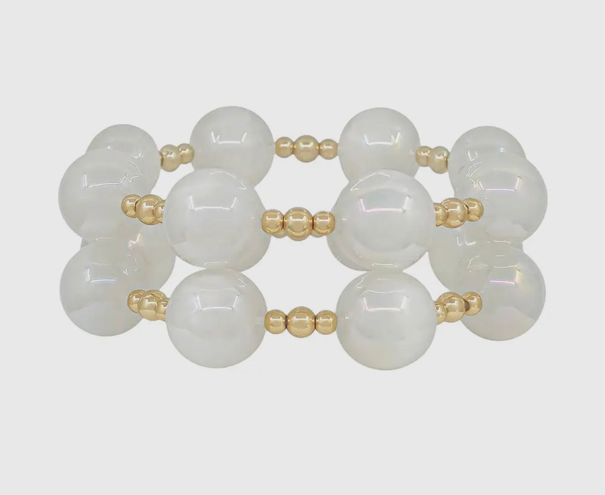 Pearl and Gold Bracelet Set