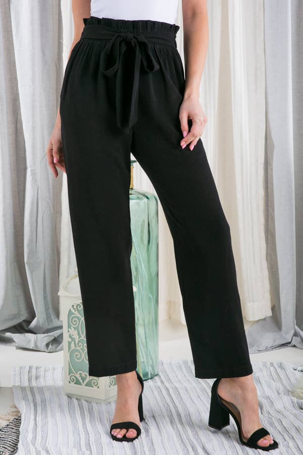 SOLID CASUAL WIDE PANTS WITH WAIST BAND