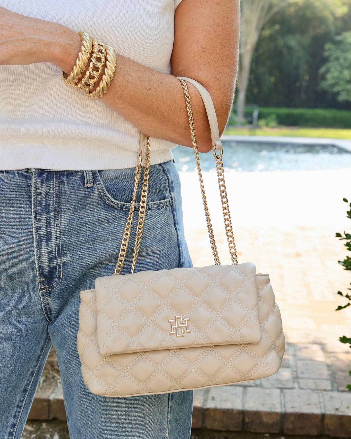 Leigh Quilted Crossbody Nude Quilted DQ