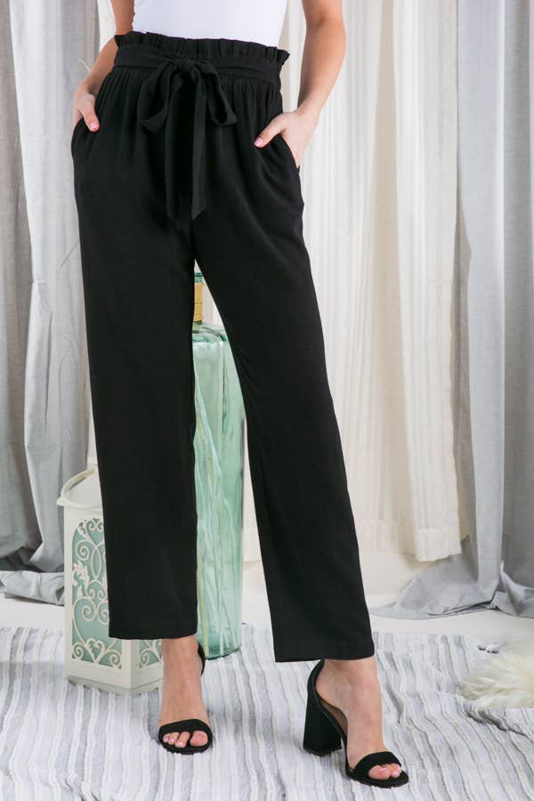 SOLID CASUAL WIDE PANTS WITH WAIST BAND