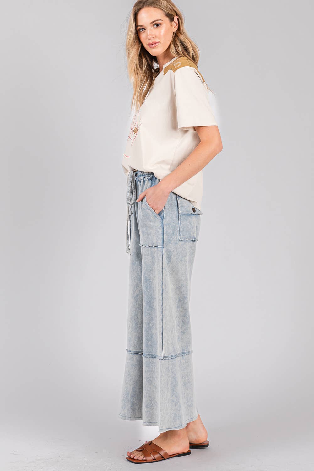 MINERAL WASHED TERRY KNIT PANTS