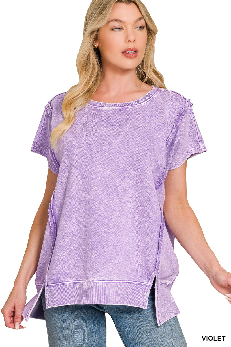 French Terry Acid Wash Top