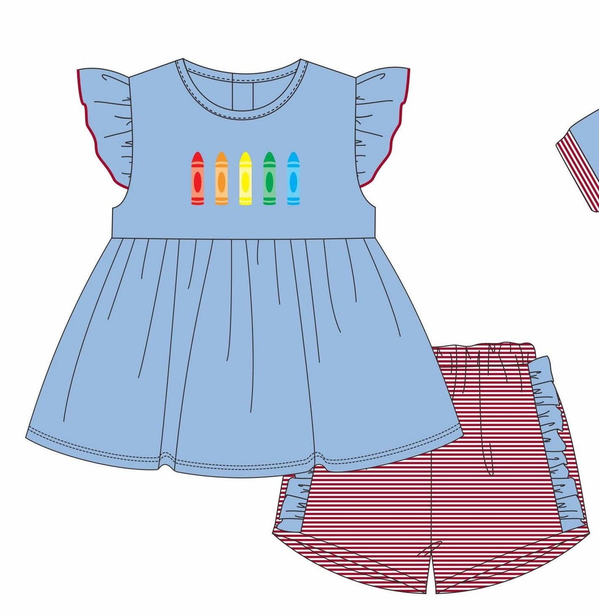Loop Stitch Crayon Girl Short Set