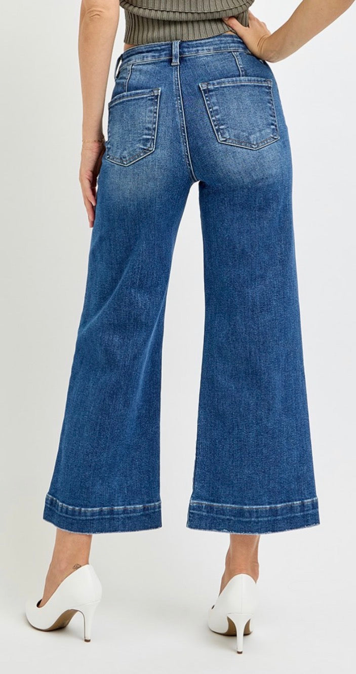 Dark High Rise Front Pocket Jeans
