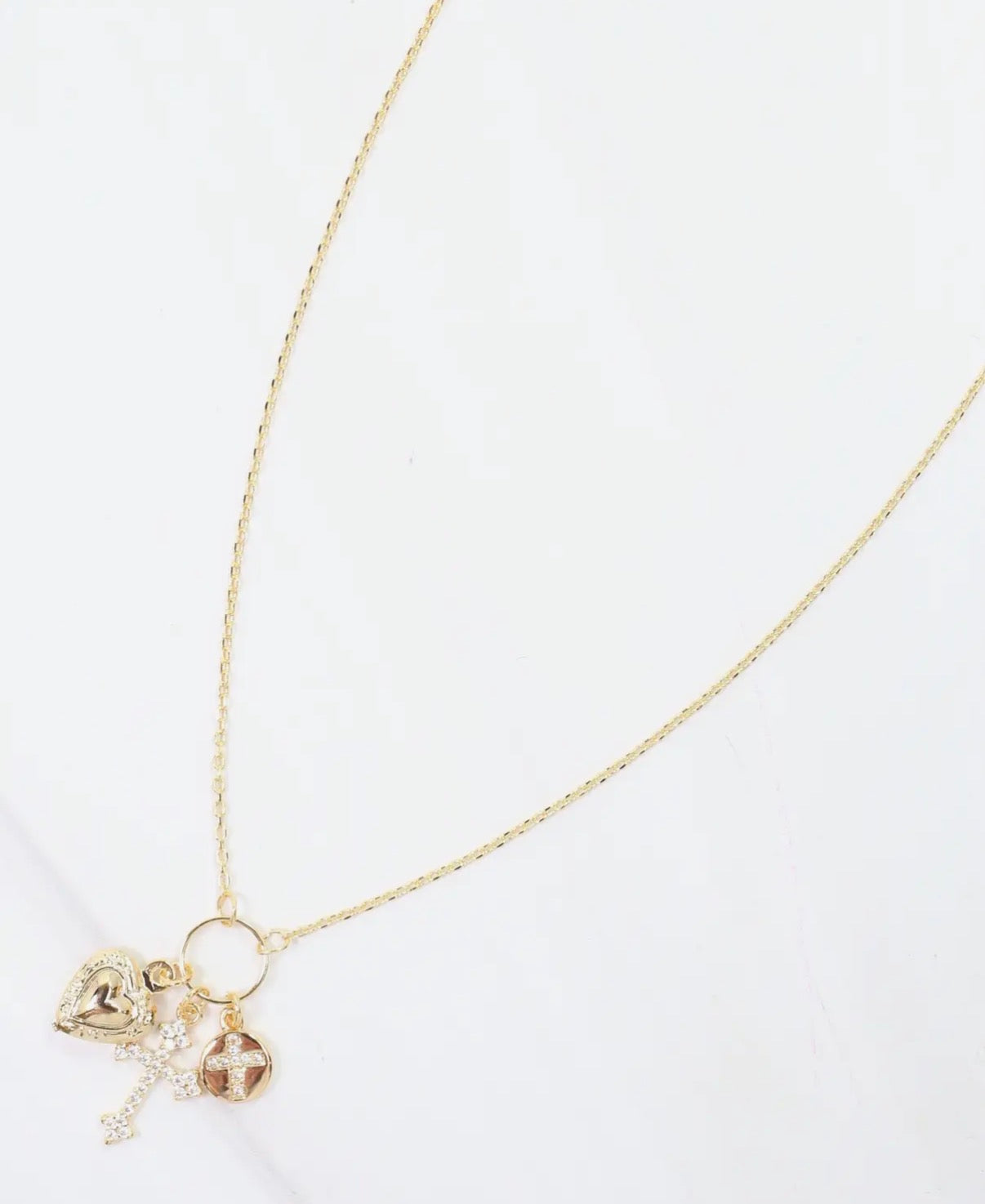 Cross & Heart Charm Necklace