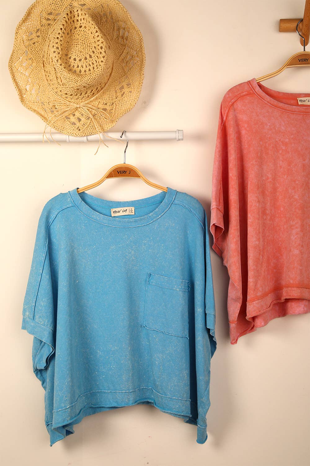 NT11429-Mineral Washed Oversized Crop Comfy Knit Top