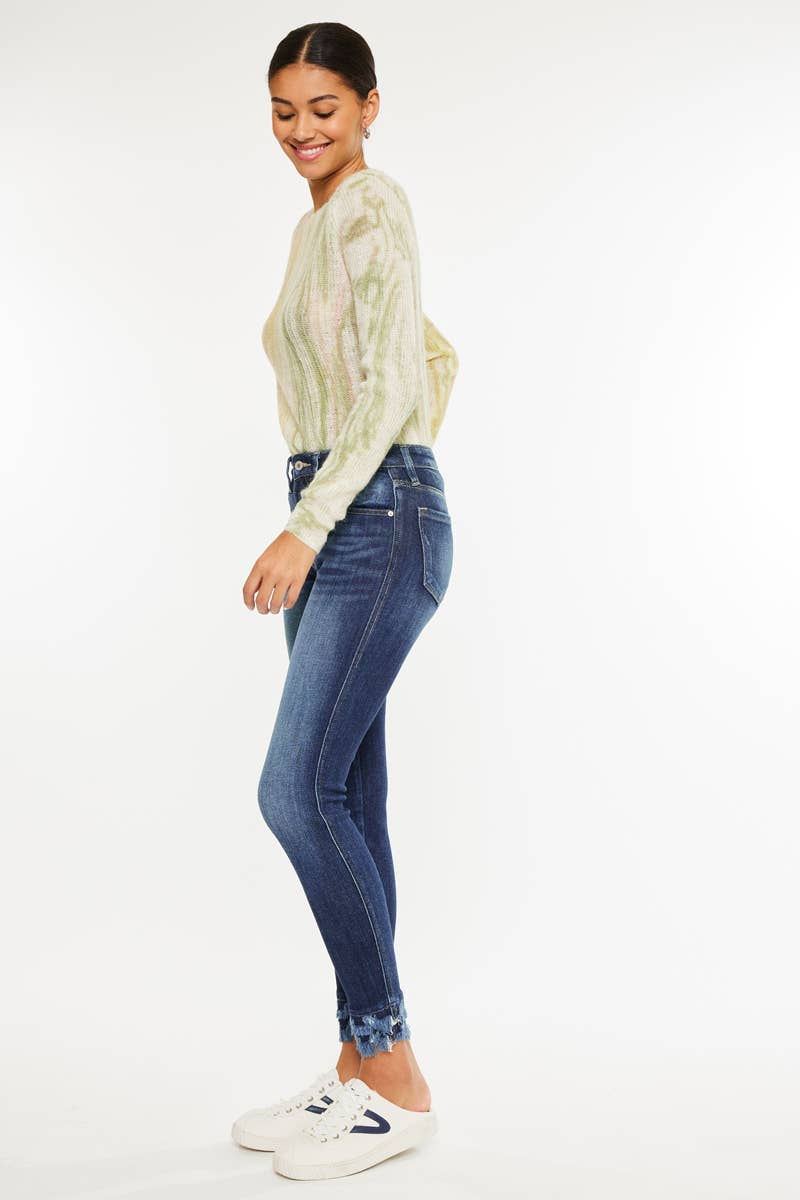 Dark Skinny Frayed Jeans