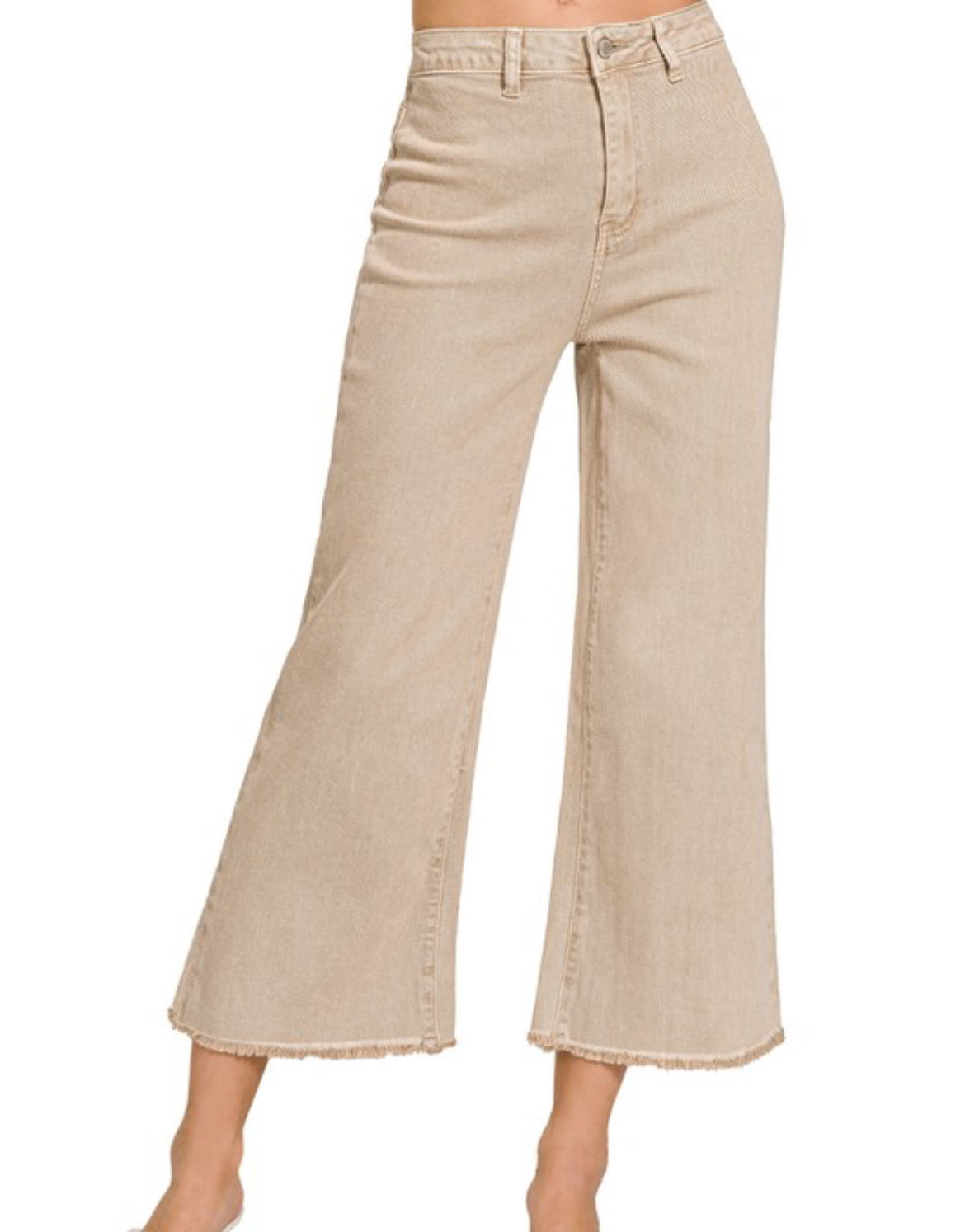 Raw Hem Wide Leg Jeans