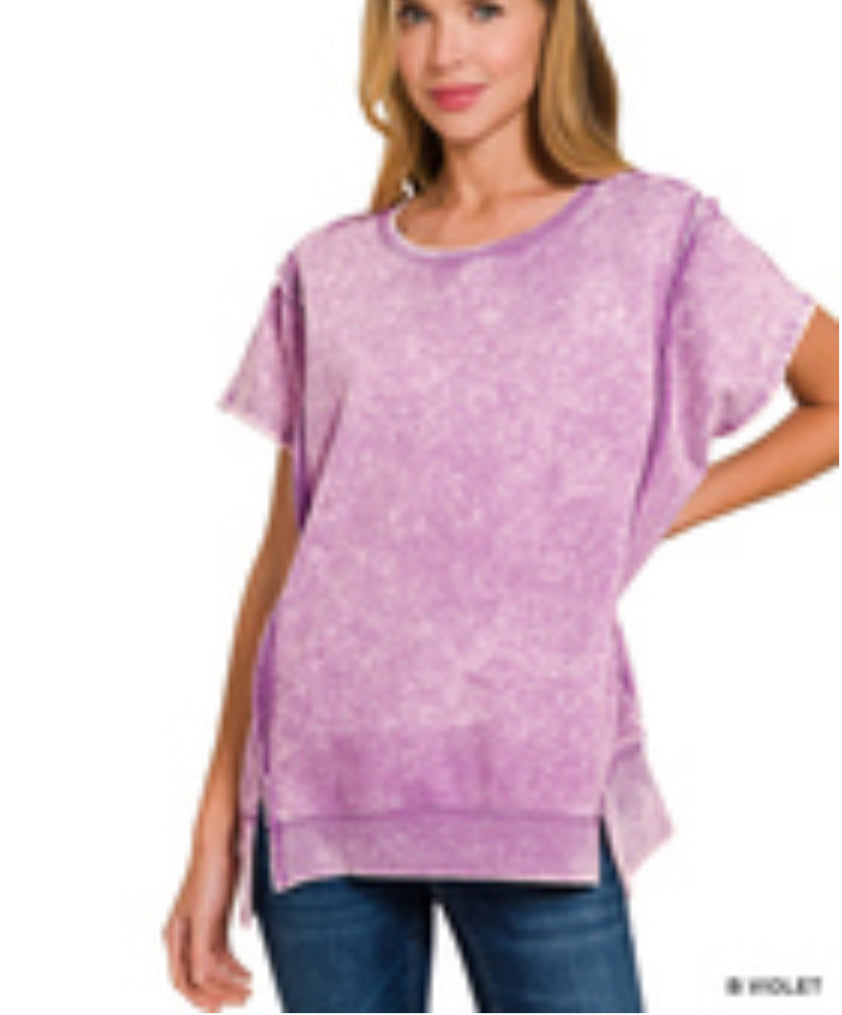 Acid Wash High Low Tee