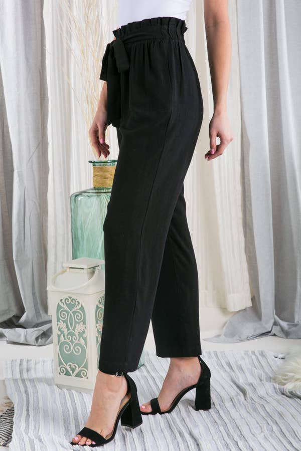 SOLID CASUAL WIDE PANTS WITH WAIST BAND