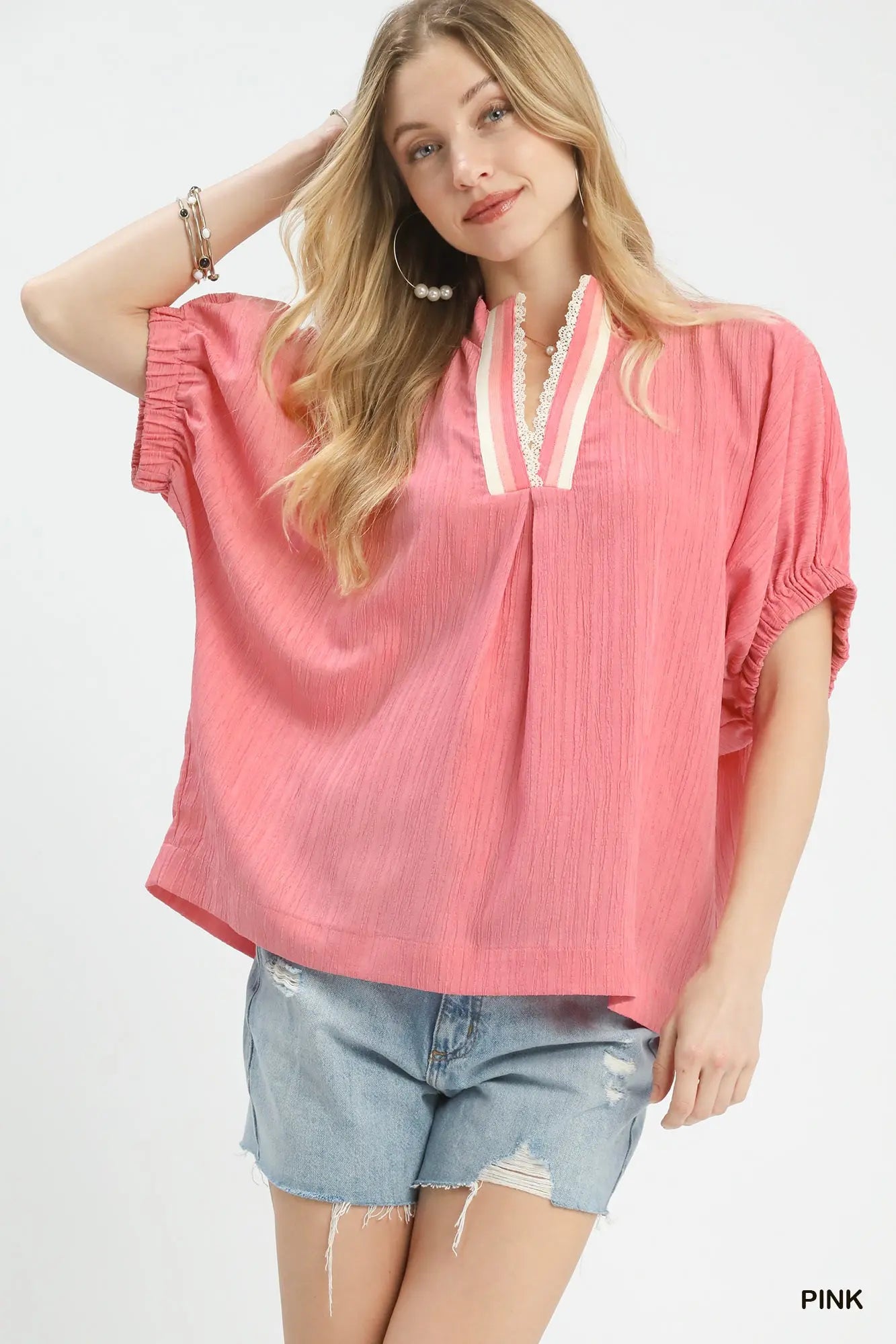 Textured V-Neck Top