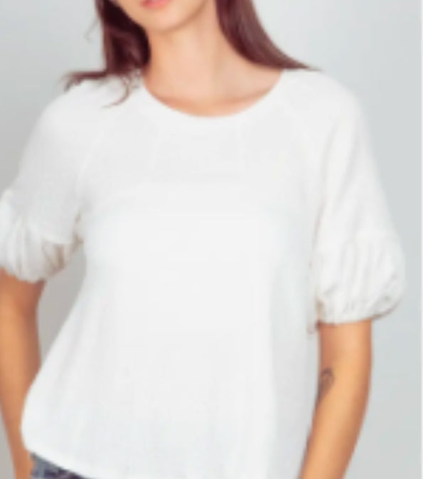 White Puff Sleeve Top