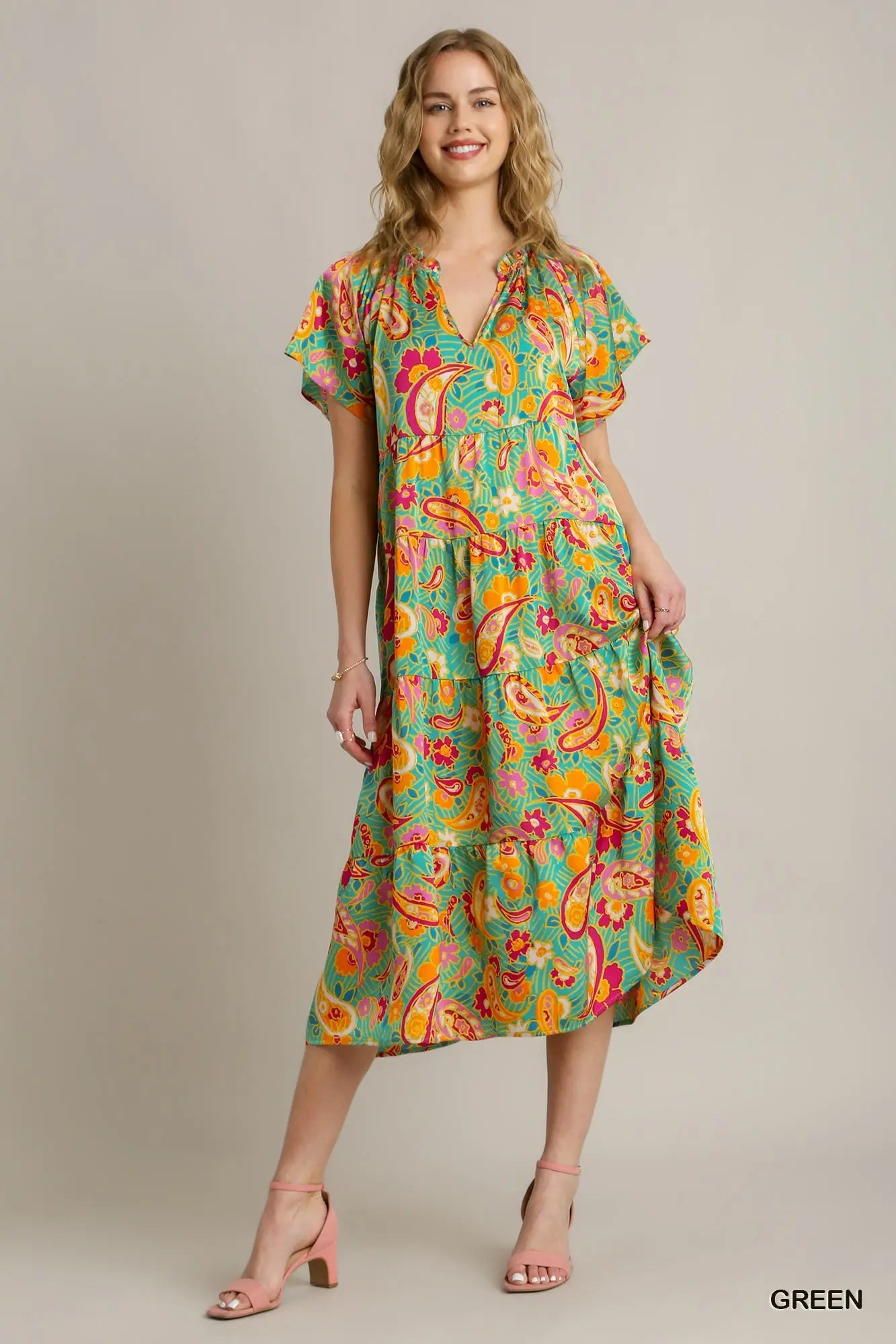 Green Floral Design Dress