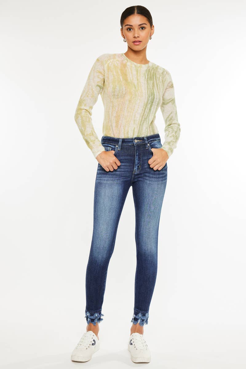 Dark Skinny Frayed Jeans