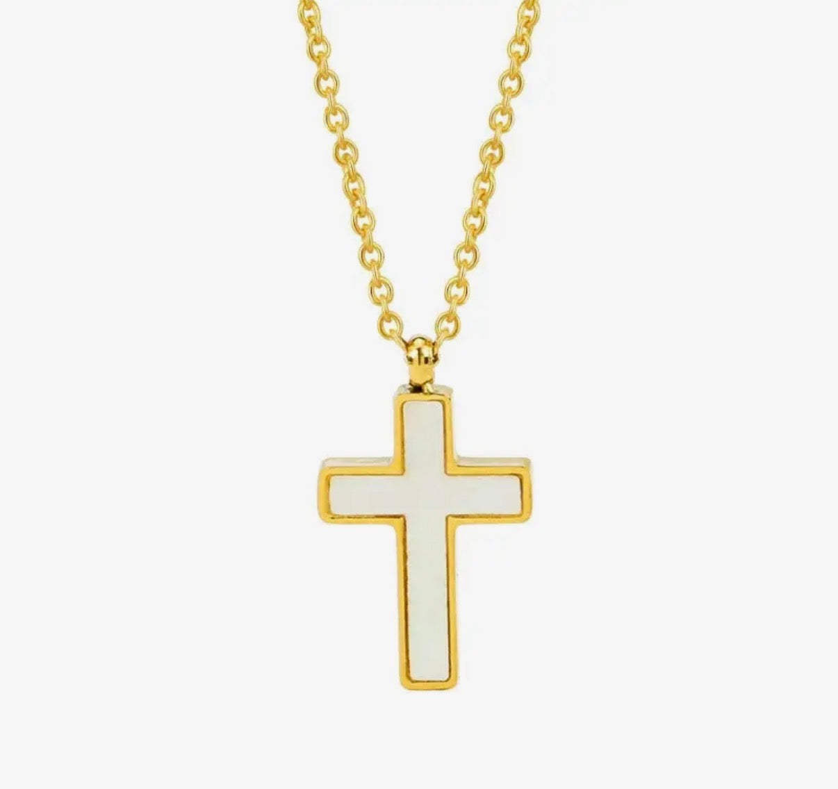Gold & White Cross Bracelet