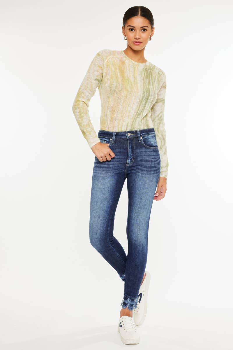 Dark Skinny Frayed Jeans