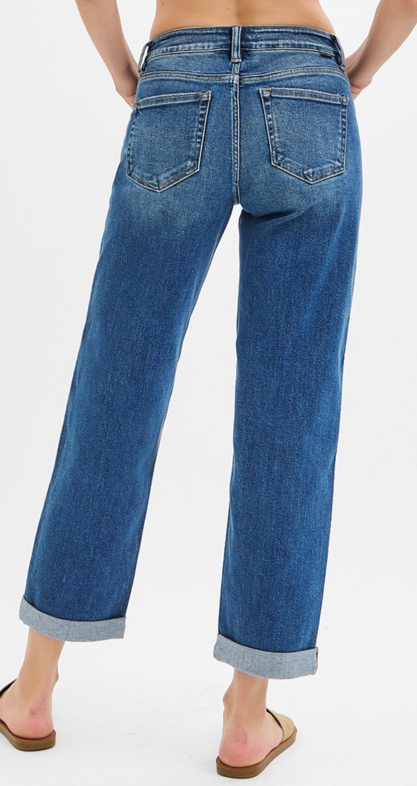 Mid Rise Boyfriend Rolled Jeans