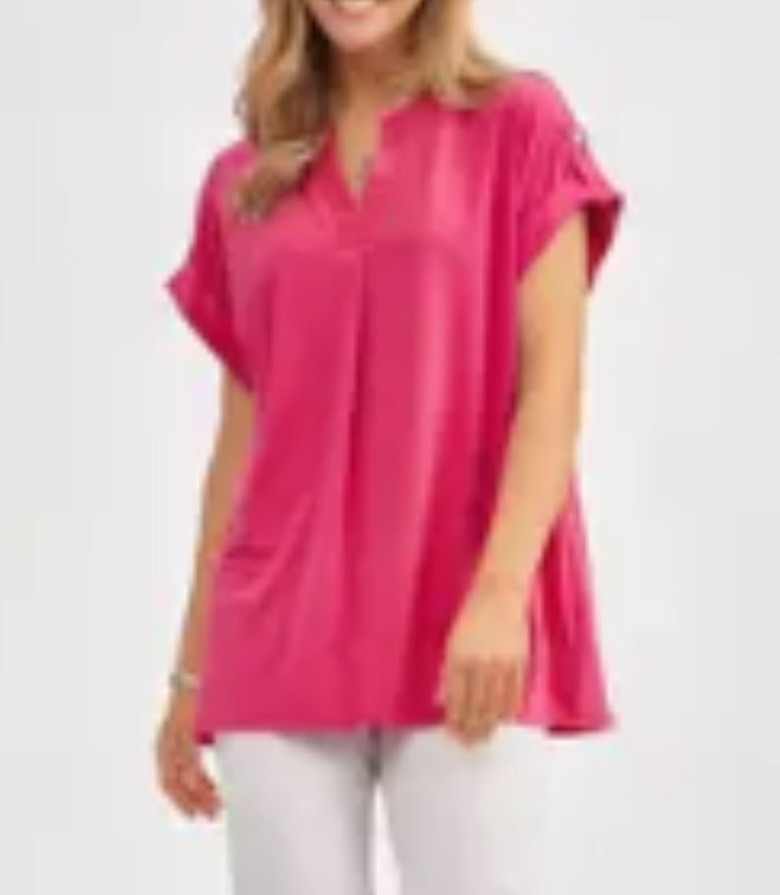 Pink Rolled Sleeve Top