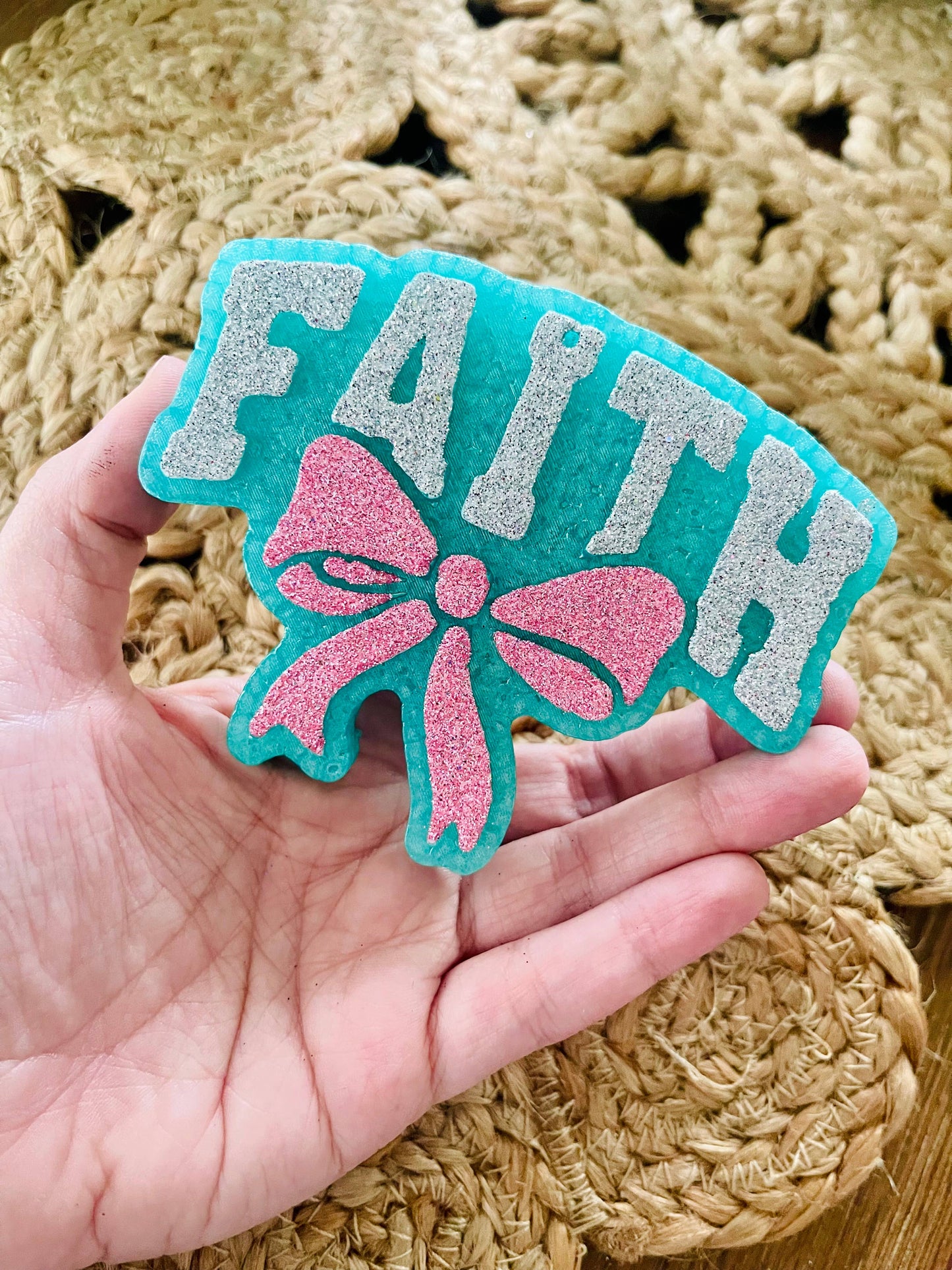 Faith with Bow Car Freshie