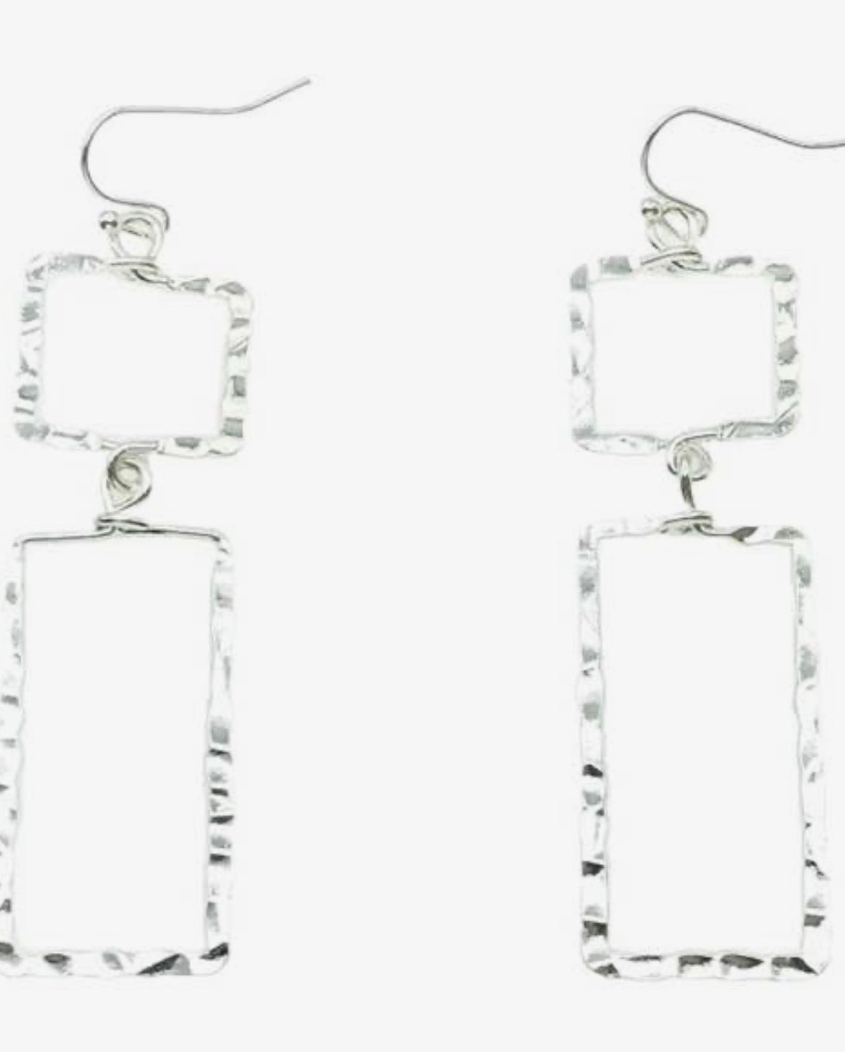 Silver Rectangle Dangle Earrings