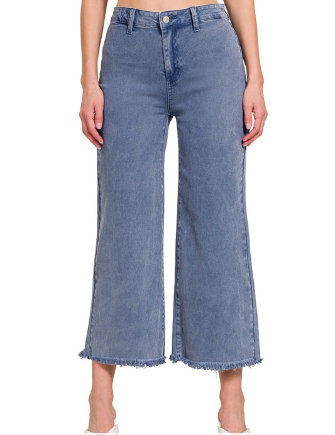 Raw Hem Wide Leg Jeans