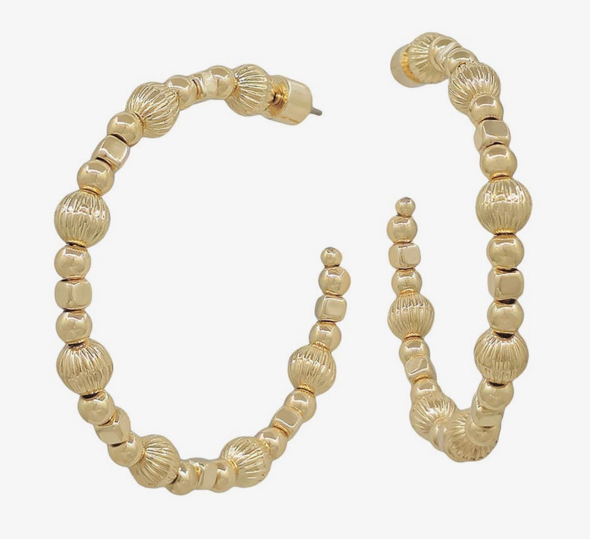 Gold Beaded Hoops