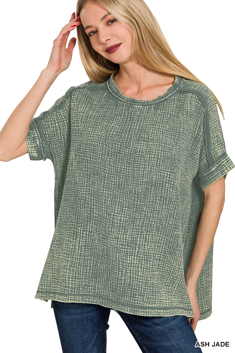 Acid Wash Gauze Top