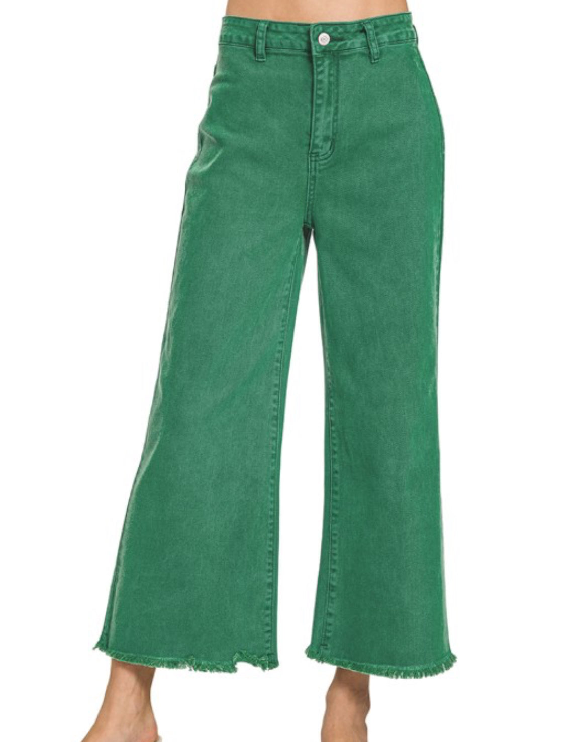 Raw Hem Wide Leg Jeans