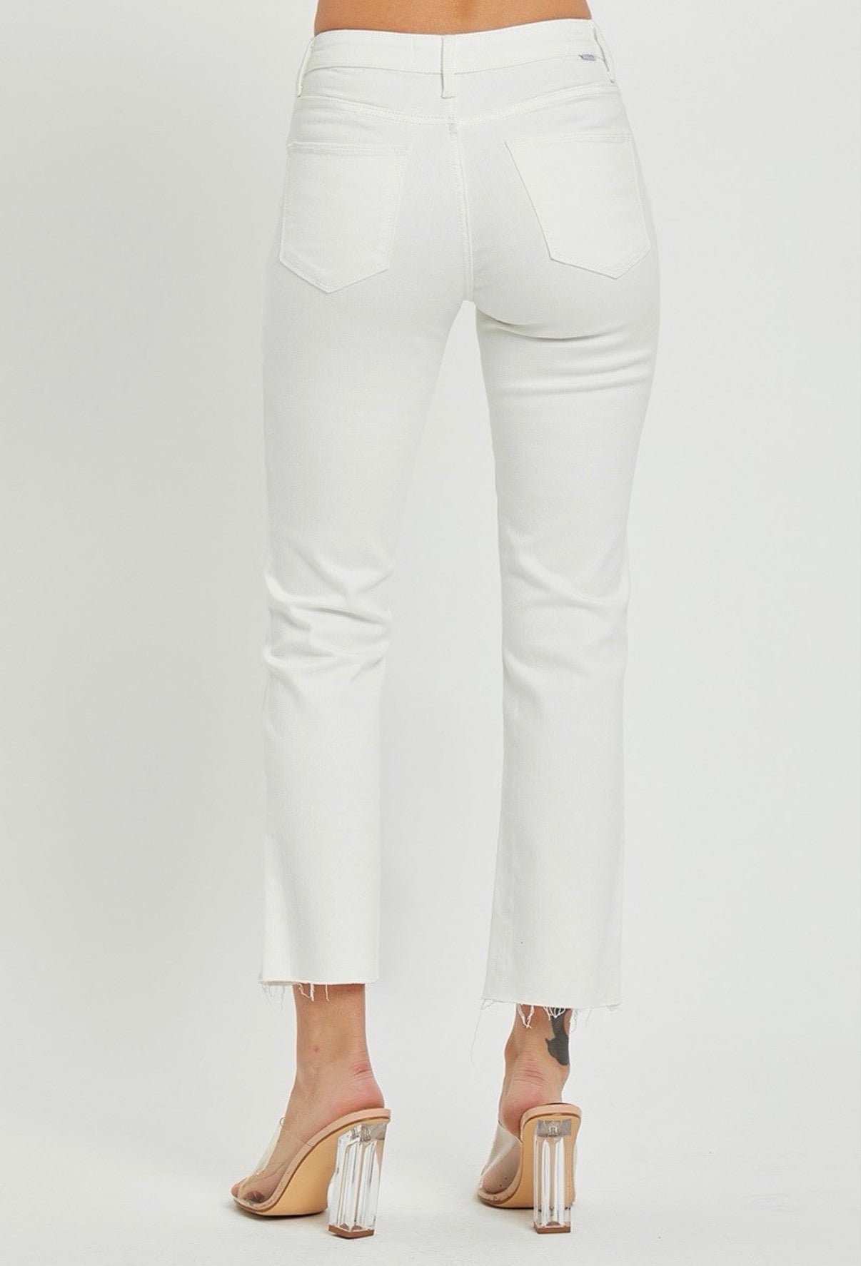 White Raw Hem Jeans