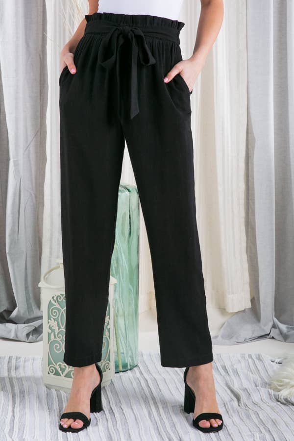 SOLID CASUAL WIDE PANTS WITH WAIST BAND