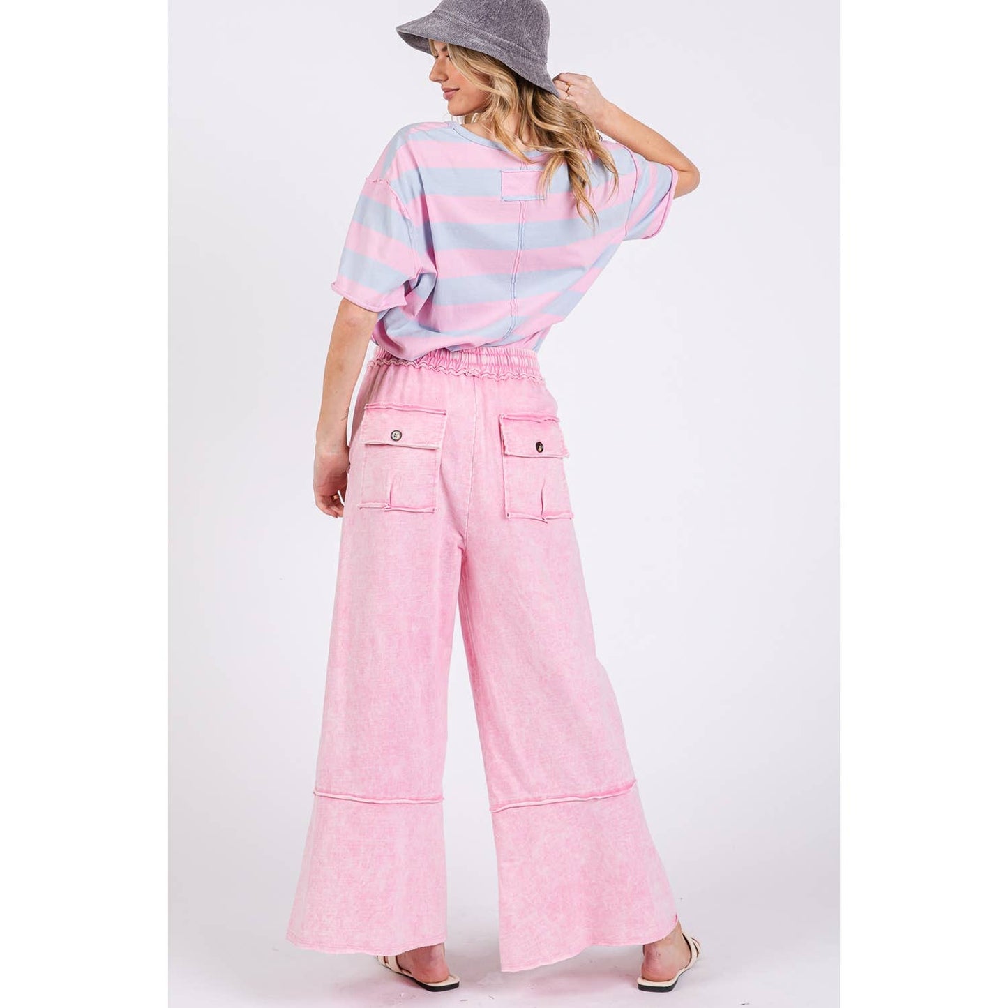 MINERAL WASHED TERRY KNIT PANTS
