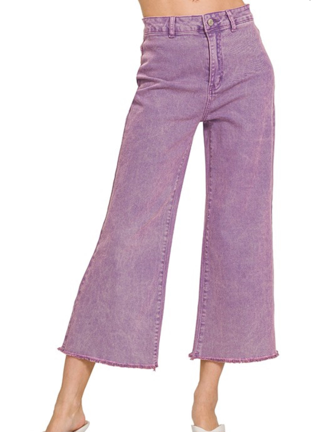 Raw Hem Wide Leg Jeans