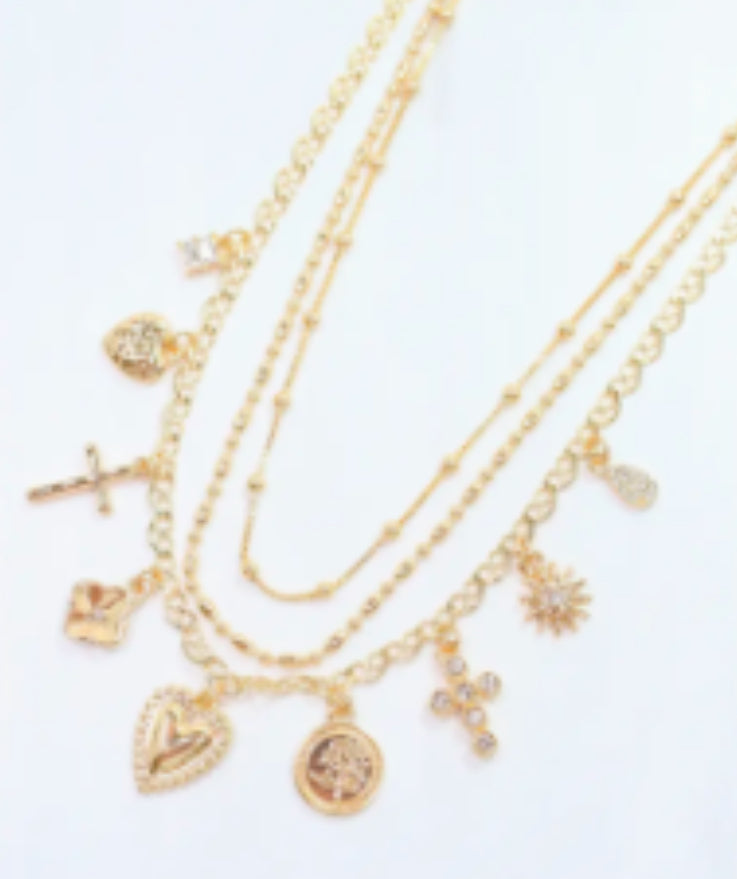 Multi Charm Gold Necklace