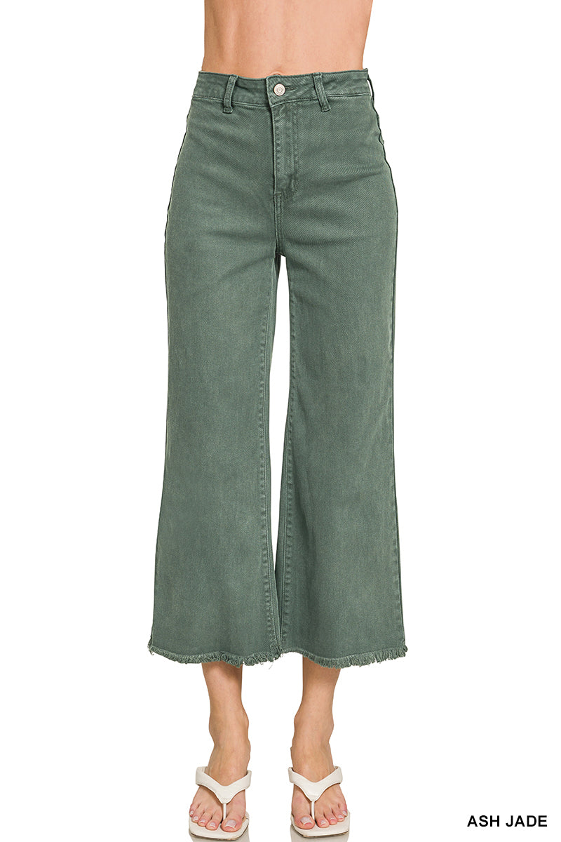 Acid Wash High Waisted Frayed Hem Jeans
