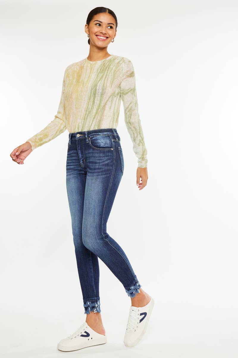 Dark Skinny Frayed Jeans