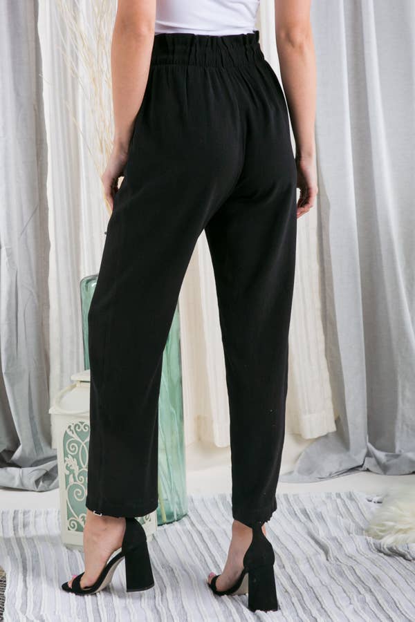 SOLID CASUAL WIDE PANTS WITH WAIST BAND