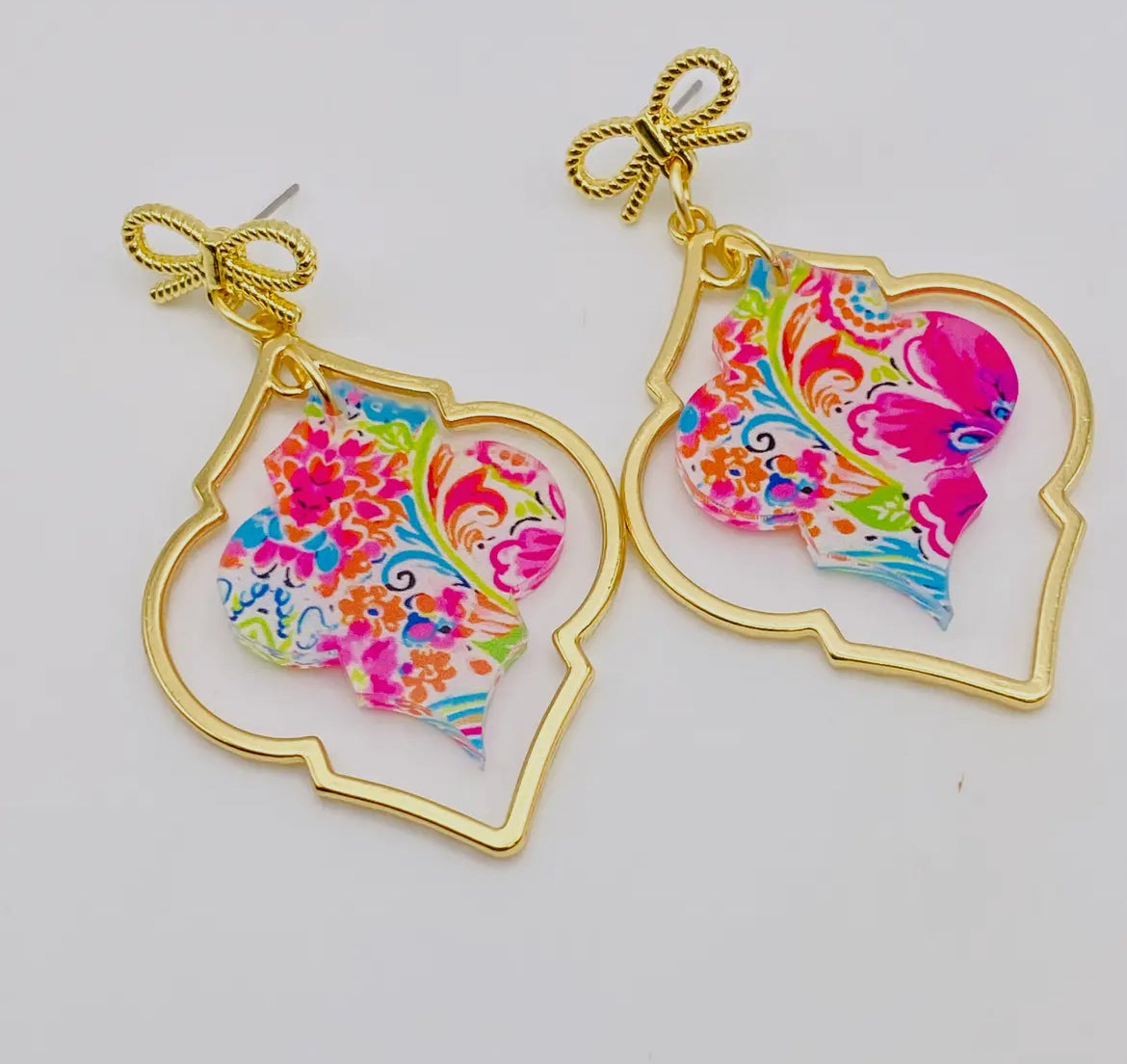 Bow Acrylic Dangle Earrings