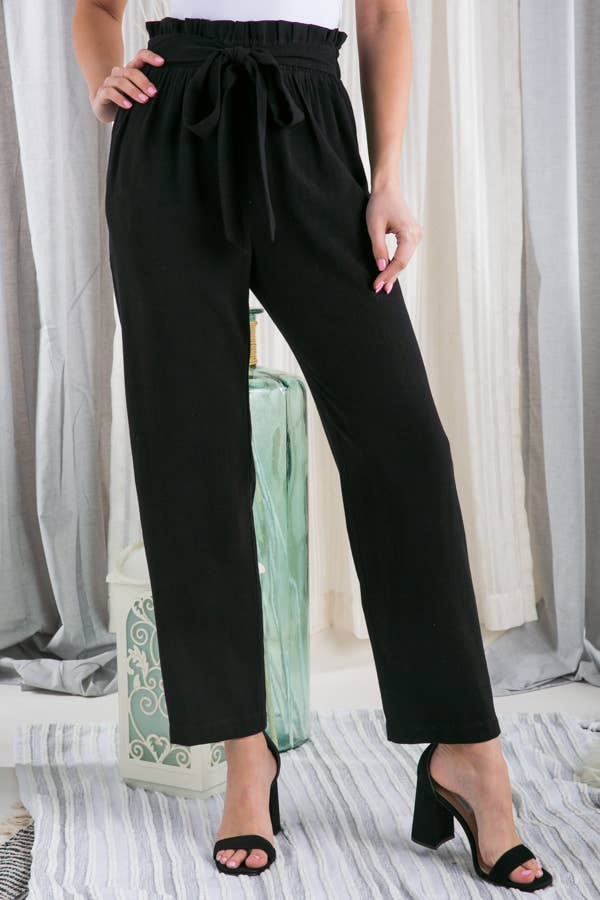 SOLID CASUAL WIDE PANTS WITH WAIST BAND