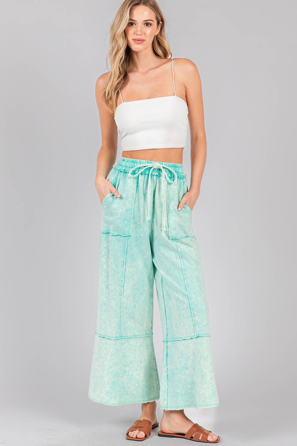 MINERAL WASHED TERRY KNIT PANTS