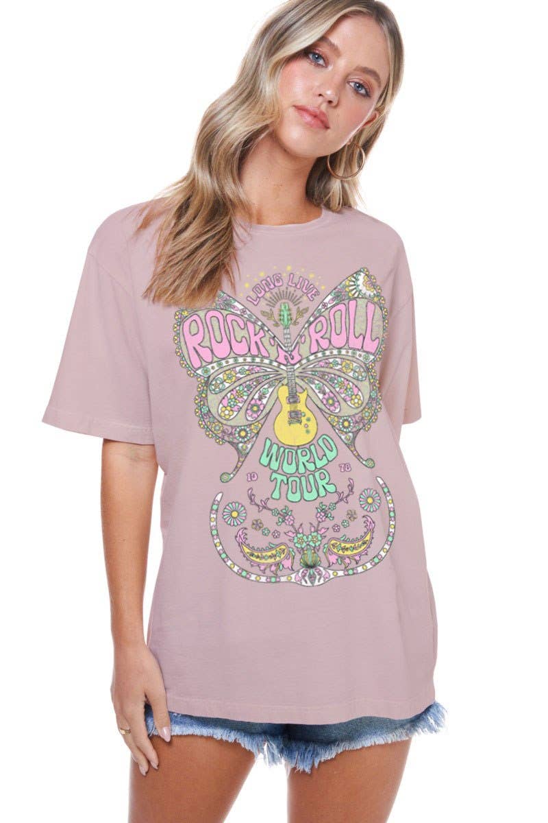 Rock N Roll Butterfly Vintage Graphic Top