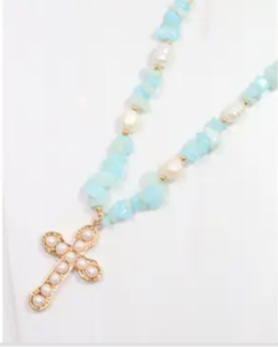 Blue Cross Necklace