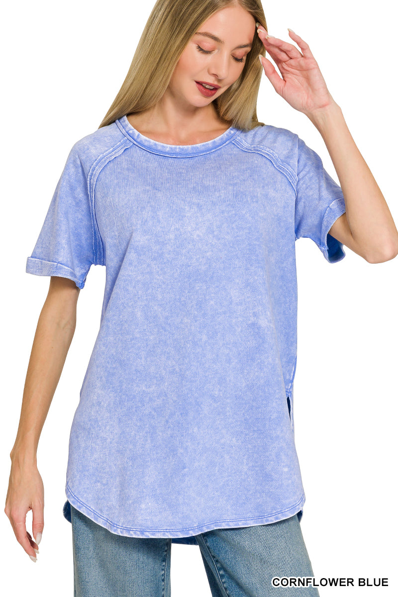 Acid Wash Short Sleeve Top