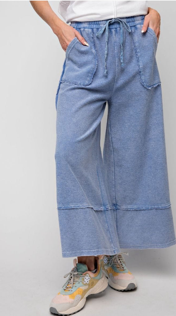 Acid Wash Wide Leg Pants
