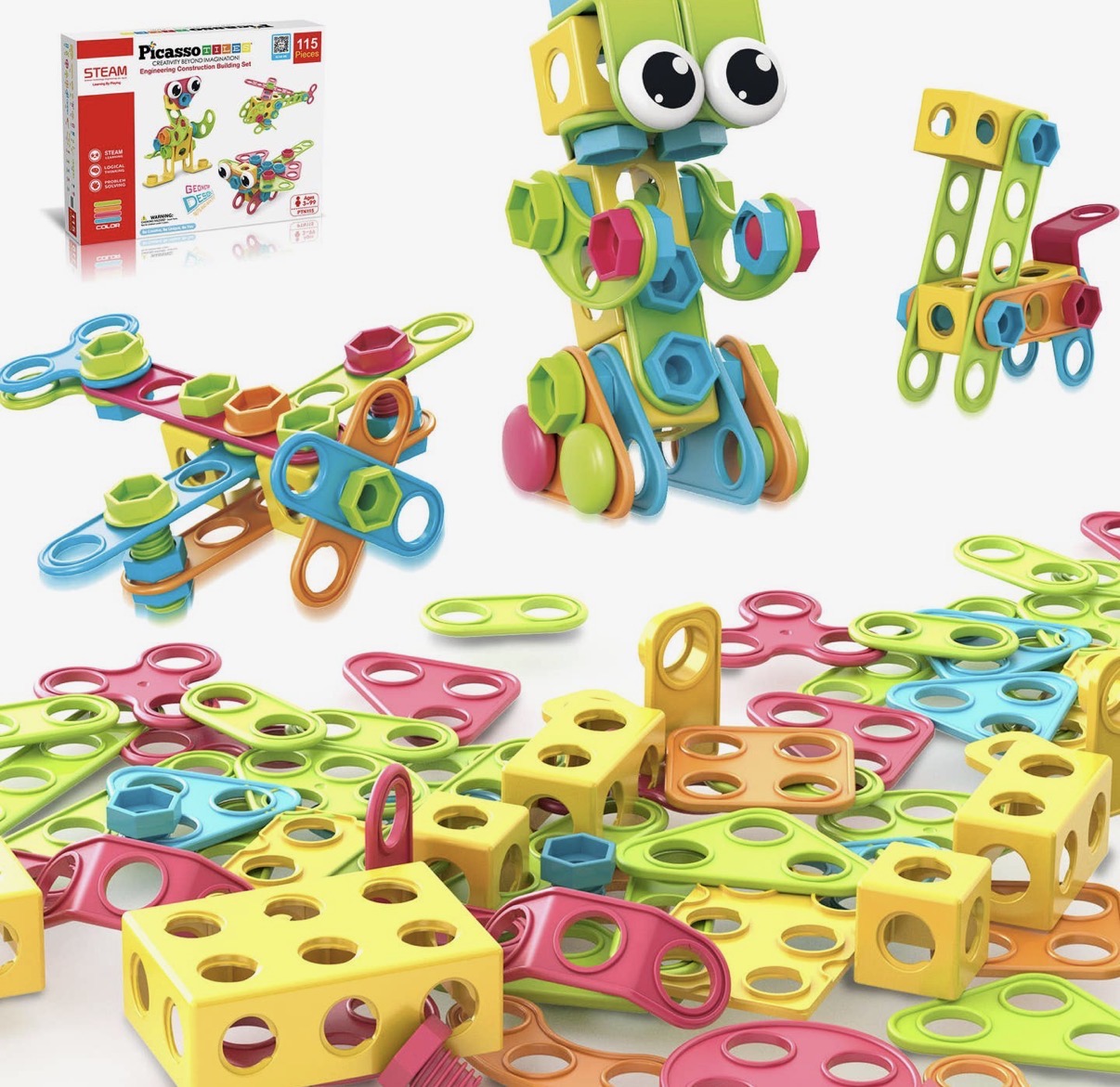 PicassoTiles 115pc Engineering Construction Set