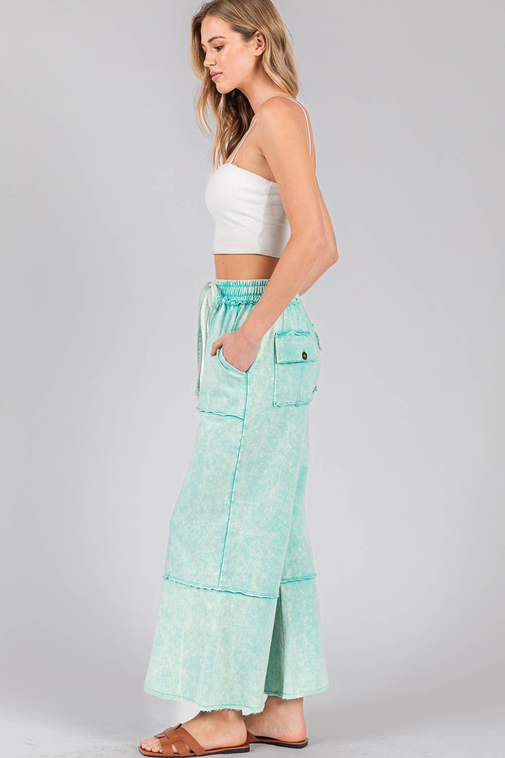 MINERAL WASHED TERRY KNIT PANTS